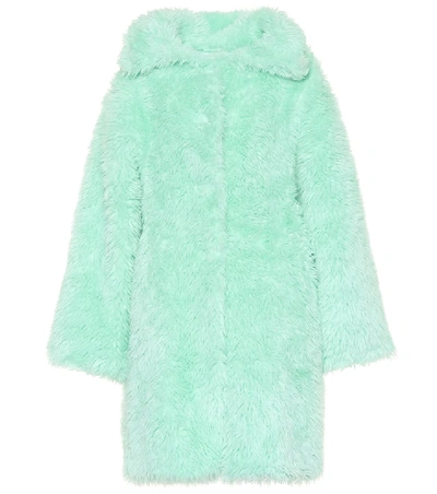 Balenciaga Faux Fur Coat In Green