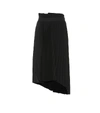 Balenciaga Fancy Intarsia Asymmetric Pleated Crepe Skirt In Black