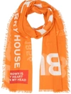 BURBERRY horseferry print lightweight wool silk scarf orange,8017402