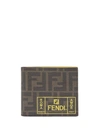 FENDI FF bi-fold wallet BROWN,7M0169 A7SB