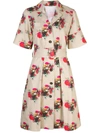 ADAM LIPPES FLORAL SHORT SLEEVE BELTED DRESS,P19717PT