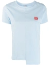 LOEWE asymmetric hemline embroidered logo T-shirt LIGHT BLUE,S6299062CR