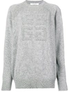 GIVENCHY cashmere embroidered 4g logo sweatshirt grey,BW903Q4Z31