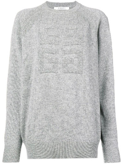 Givenchy Cashmere Embroidered 4g Logo Sweatshirt Grey