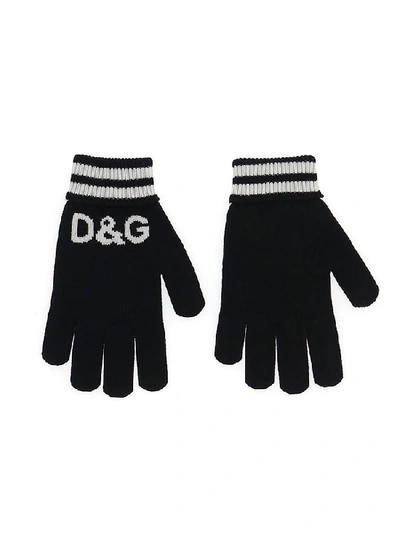 Dolce & Gabbana D&g Striped Gloves In Black