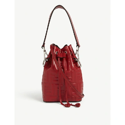 Fendi Mon Trésor Mini Leather Bucket Bag In Red