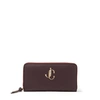 JIMMY CHOO PIPPA BORDEAUX CALF LEATHER ZIP AROUND WALLET,PIPPACLF