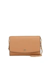 Tory Burch Women's Robinson Leather Wallet-on-chain In Brown