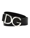 Dolce & Gabbana Dg Logo Buckle Leather Belt In Black/silver