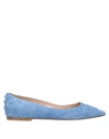 TOD'S TOD'S WOMAN BALLET FLATS SLATE BLUE SIZE 6 SOFT LEATHER,11739825QD 5