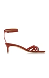 By Far Kaia Leather Ankle Sandals In Red