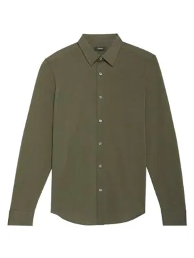 Theory Men's Sylvain Solid Button-down Shirt In Kombu Green