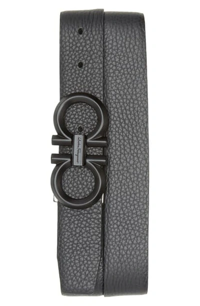 Ferragamo Reversible Leather Belt In Black Brown
