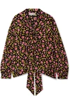 BALENCIAGA PUSSY-BOW FLORAL-PRINT SILK CREPE DE CHINE BLOUSE