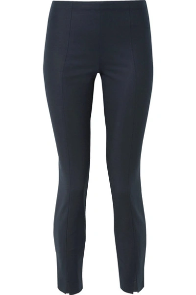The Row Sorocco Cotton-blend Skinny Pants In Navy
