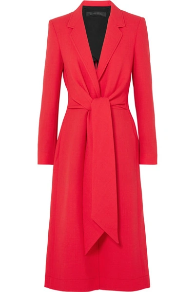 Roland Mouret Hollywell Belted Wool-crepe Coat In Red