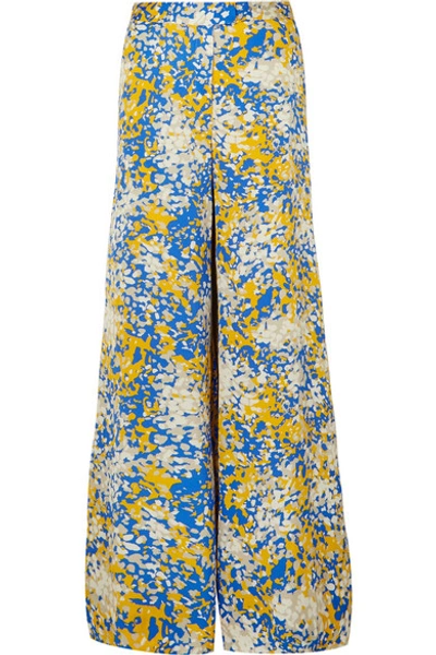 Stella Mccartney + Net Sustain Printed Crepe Wide-leg Trousers In Blue