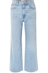 Slvrlake Grace Cropped Frayed High-rise Wide-leg Jeans In Light Denim