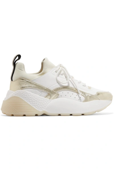 Stella Mccartney + Net Sustain Eclypse Logo-woven Faux Leather And Neoprene Sneakers In White