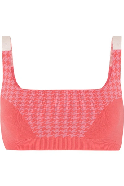 Nagnata + Net Sustain Houndstooth Technical Stretch-organic Cotton Sports Bra In Bright Pink