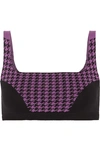 NAGNATA + NET SUSTAIN HOUNDSTOOTH TECHNICAL STRETCH-ORGANIC COTTON SPORTS BRA