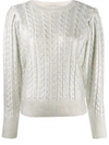 Msgm Metallic-threading Knitted Jumper In White