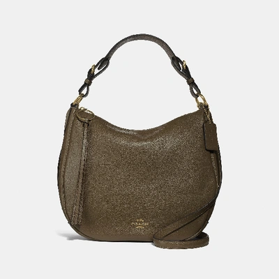 Coach Sutton Hobo In Green In Gold/moss