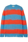 ACNE STUDIOS KANTONIA DISTRESSED STRIPED KNITTED SWEATER