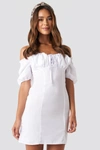 NA-KD Tie Front Off Shoulder Mini Dress White