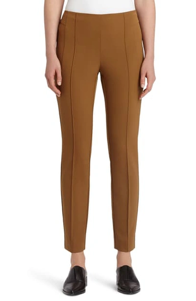 Lafayette 148 Acclaimed Stretch Slim Pintuck City Pants In Maple