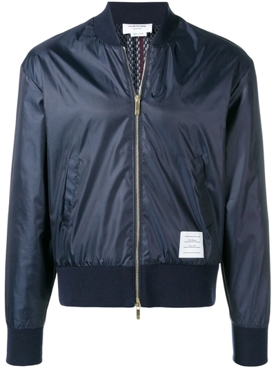 Thom Browne Center-back Stripe Ripstop Bomber In Blue