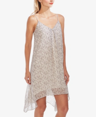 Vince Camuto Floral-print Handkerchief-hem Dress In New Ivory