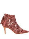 ULLA JOHNSON SELENE BRAIDED LEATHER ANKLE BOOTS