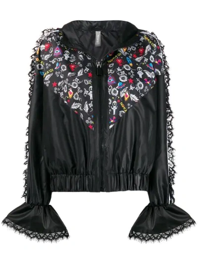 No Ka'oi Knockout Printed Track Jacket With Lace In Black