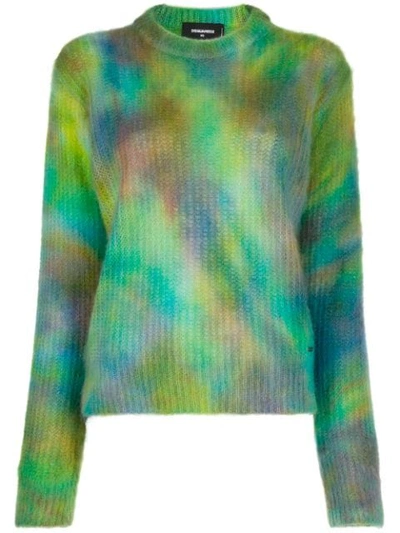 Dsquared2 Tie-dye Print Jumper In Green,light Blue,yellow