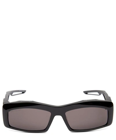 Balenciaga 'hybrid' Cutout Temple Acetate Rectangle Sunglasses In Black