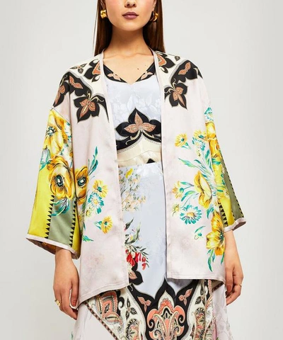 Etro Reversible Silk Kimono Jacket In Violet