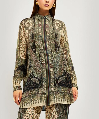 Etro Paisley Printed Button-up Shirt In Beige