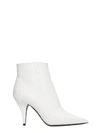 CASADEI DELFINA FISH HIGH HEELS ANKLE BOOTS IN WHITE LEATHER,10990291