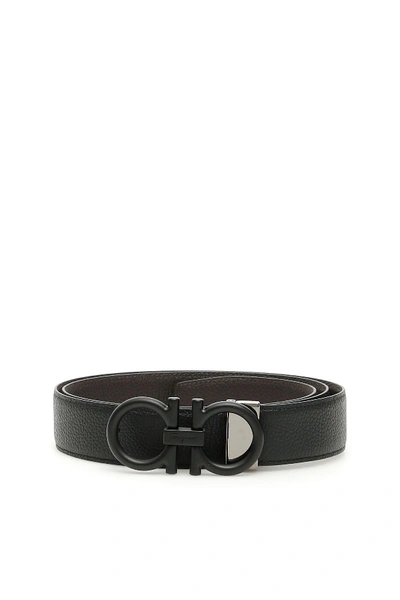 Ferragamo Reversible Leather Belt In Black Brown