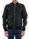 Dolce & Gabbana Leather Bomber Jacket In Black
