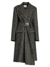 PRADA Chevron Tweed Wool-Blend Cinched Coat