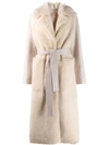 YVES SALOMON FUR PANEL dressing gown COAT