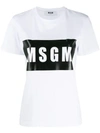 Msgm Box Logo Print T-shirt In White In White