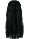 PINKO EMBROIDERED TULLE MIDI SKIRT