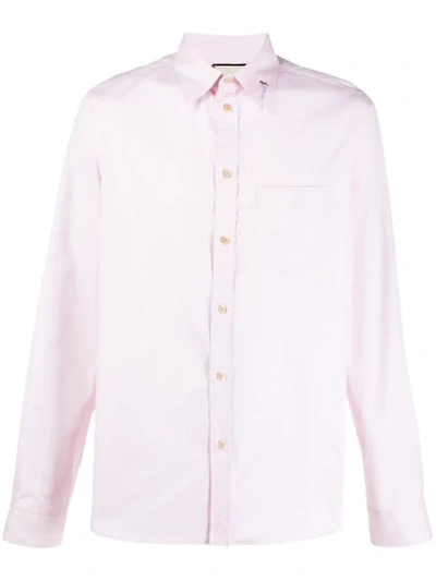 Gucci Men's Embroidered-collar Cotton Sport Shirt In Pink