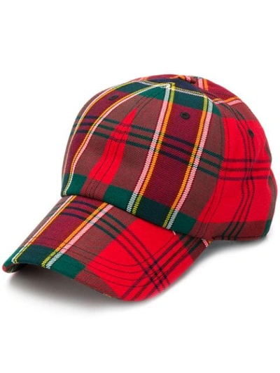 Alexander Mcqueen Embroidered Logo Tartan Baseball Hat In Red