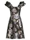 AIDAN MATTOX Floral Jacquard A-Line Dress