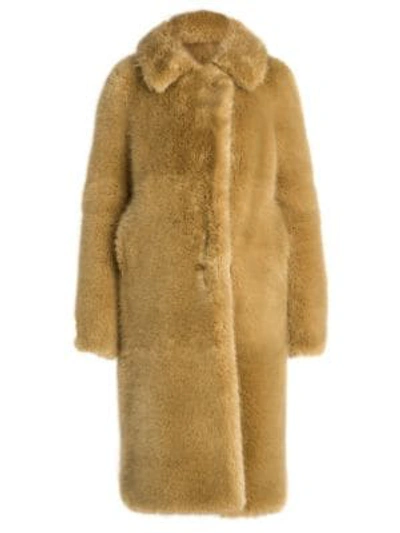 Stella Mccartney Long Faux-fur Teddy Coat In Gold