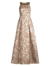 AIDAN MATTOX Embellished Jacquard Metallic Ball Gown